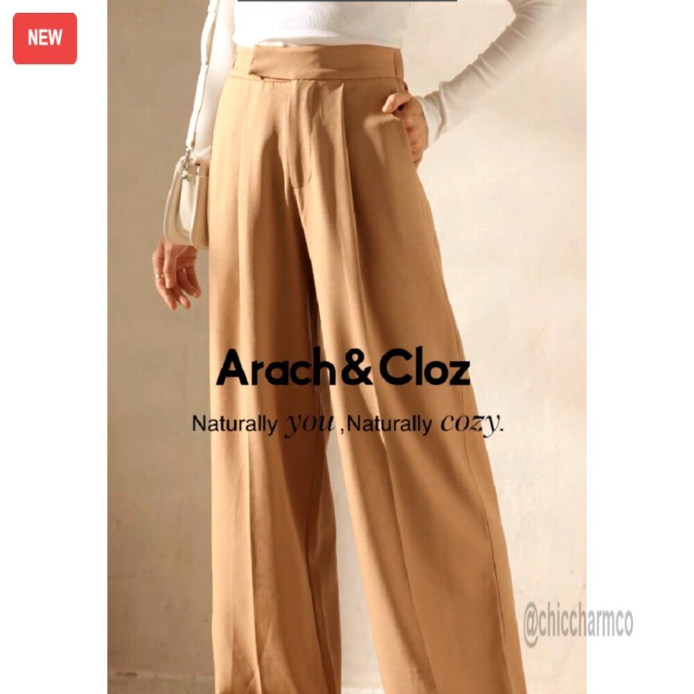 Wrinkle-Free Pleated Wide Leg Dress Pants High Waisted Business Casual - Picture 6 of 6